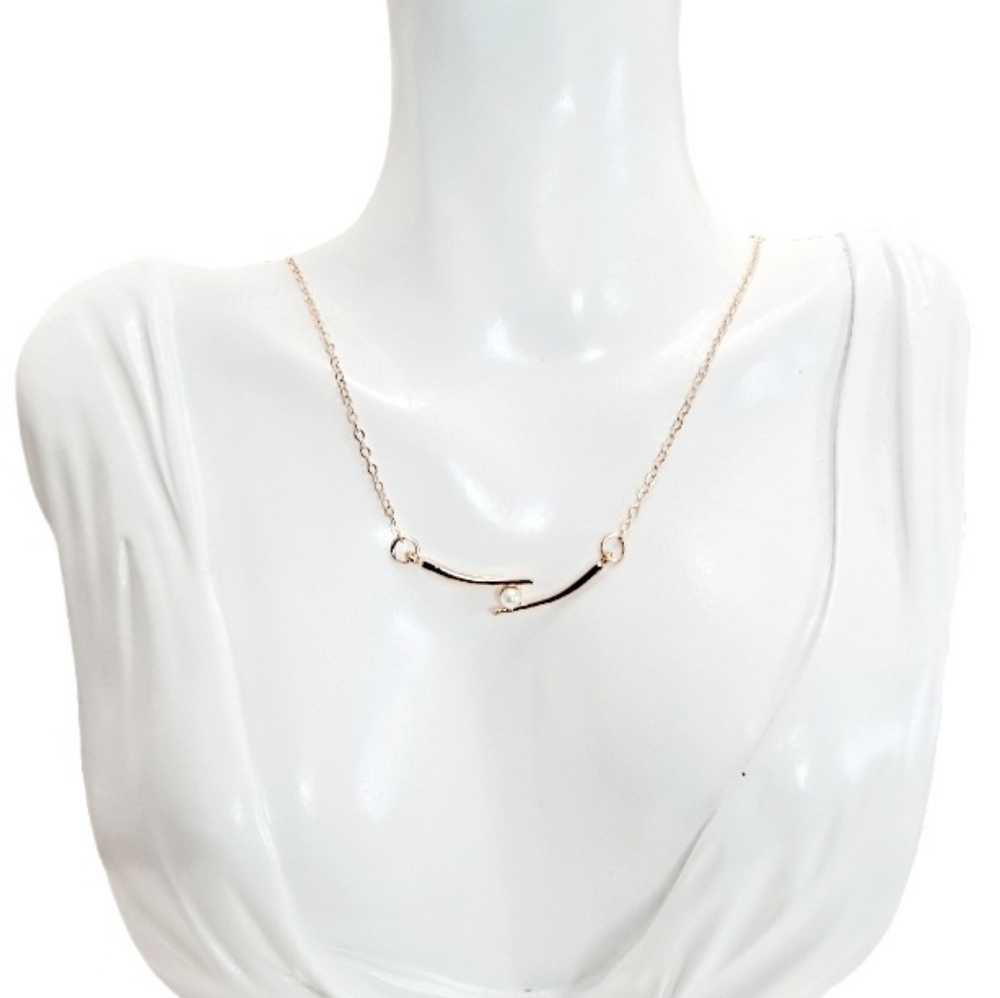 Gold Dainty Pearl Pendant Necklace Minimalist Boho Layered Chain Jewelry New